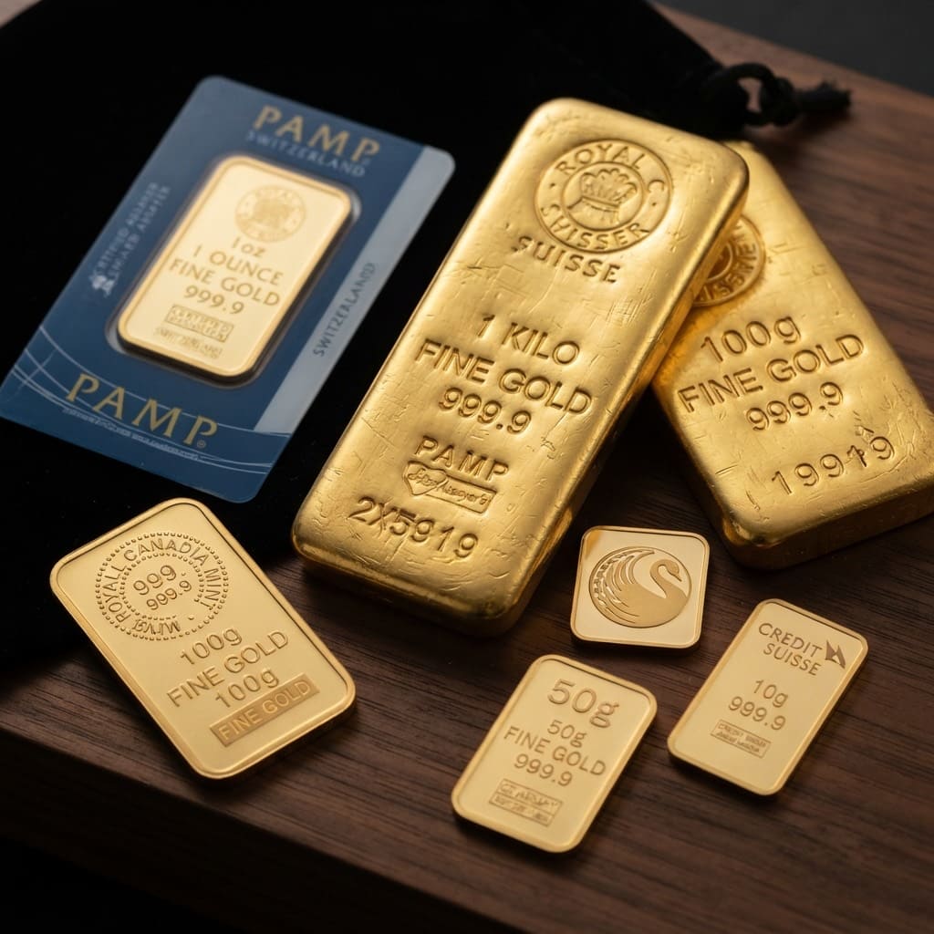 Cast and minted 24K gold bullion bars